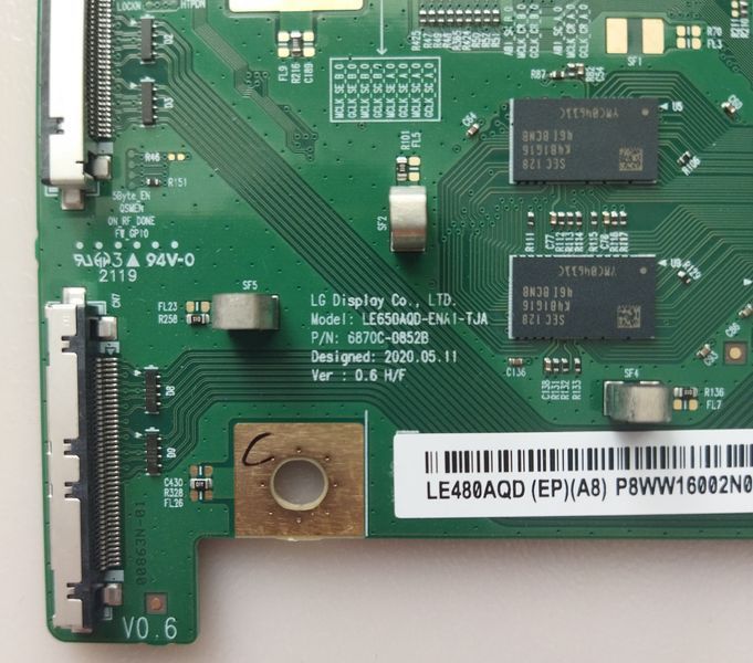 Плата T-con 6870C-0852B LE65AQD-ENA1-TJA L480AQD (EP)(A8) до телевізора LG OLED48C14LB, Б/в T1/144 фото