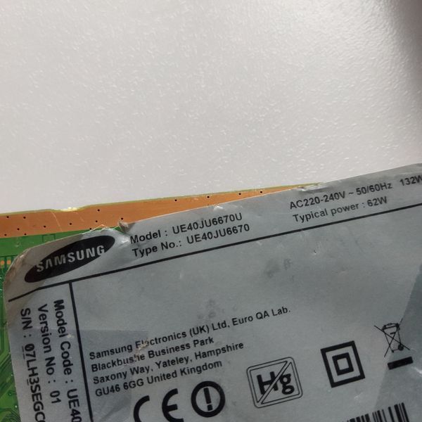 Плата T-con BN41-02297A LSF400FN02-K до телевізора Samsung UE40JU6670U, Б/в T1/83 фото