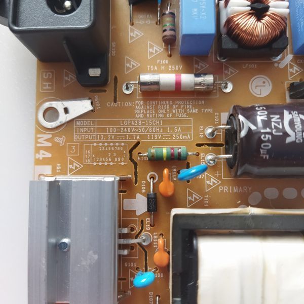 Блок живлення PSU EAX66162901 EAY63630301 LGP43B-15CH1 до телевізора LG 43LF540V, Б/в 1812210176 фото